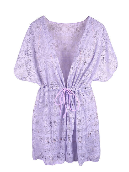 Women's short kimono short perforated Purple