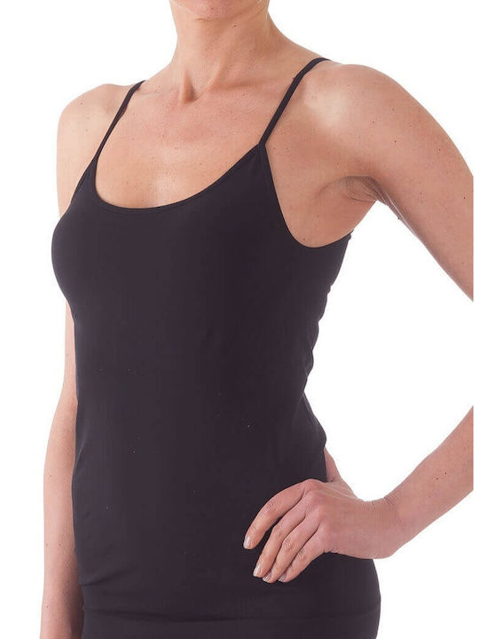 DIANA - 30018-3 Elastic Camisole with Thin Strap, Seamless Black