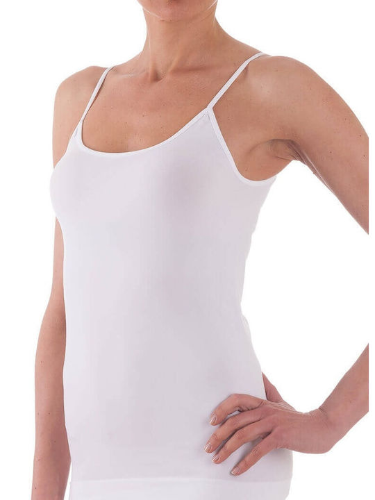 DIANA - 30018 Elastisches Camisole mit dünnem Bund, nahtlos weiß