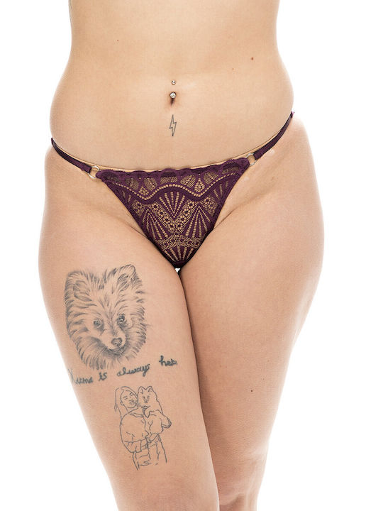 Women's lace briefs with regular coverage and decorative ring-36-3023d Damask