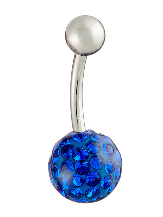 Oxzen Bauchnabelpiercing aus Stahl Silber Blau