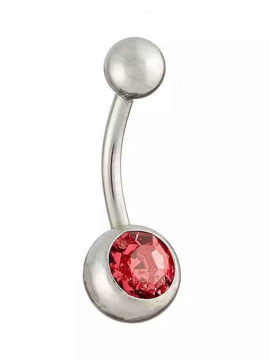 Oxzen Bauchnabelpiercing aus Stahl Silber Rosa
