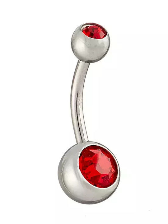 Oxzen Bauchnabelpiercing aus Stahl Silber Rot