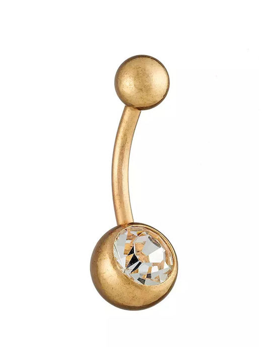 Oxzen Bauchnabelpiercing Aus Vergoldetem Stahl Weiß