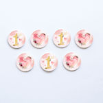 Wooden Badges 1st Birthday girl / 8pcs