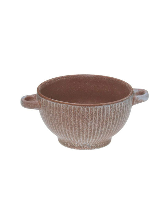 Viosarp Serving Bowl Round Ceramic Brown with Diameter 14cm