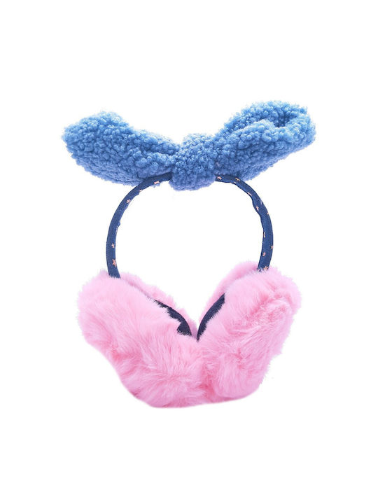 Earmuffs de protecție pufoase cu fundiță și stele roz