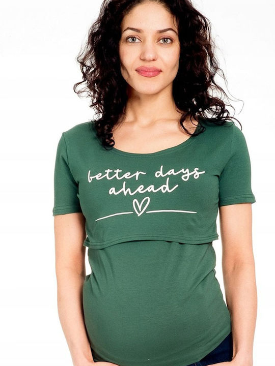 Pregnancy and breastfeeding T-shirt green 'BETTER DAYS'