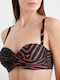 Blu4u Padded Underwire Bikini Bra with Detachable & Adjustable Straps Black Animal Print