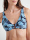 Blu4u Padded Bikini Bra with Adjustable Straps Navy Blue Floral