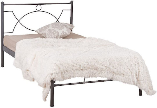 Anabel Bett Halb-Doppelbett Metall Gray mit Latten für Matratze 110x200cm