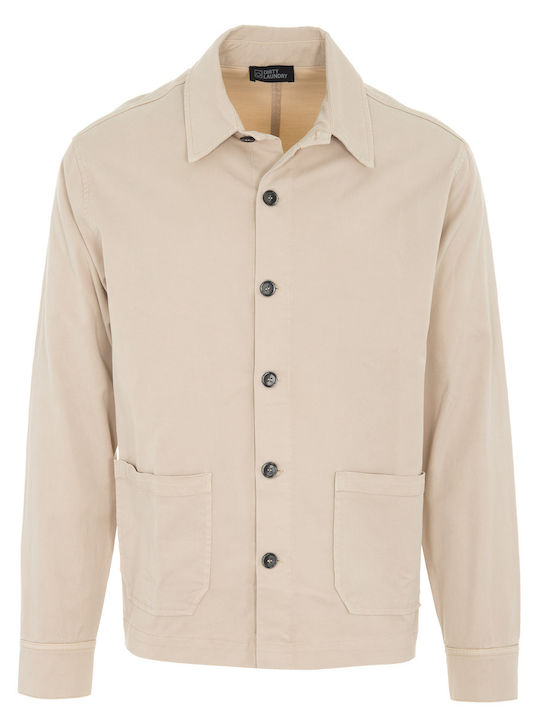 Μακρυμάνικo Overshirt σε Κανονική Γραμμή Μπεζ