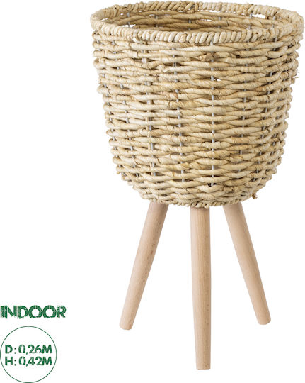 GloboStar Artificial Garden Limnos Planter Wicker Beige with Stand 26x26x42cm.