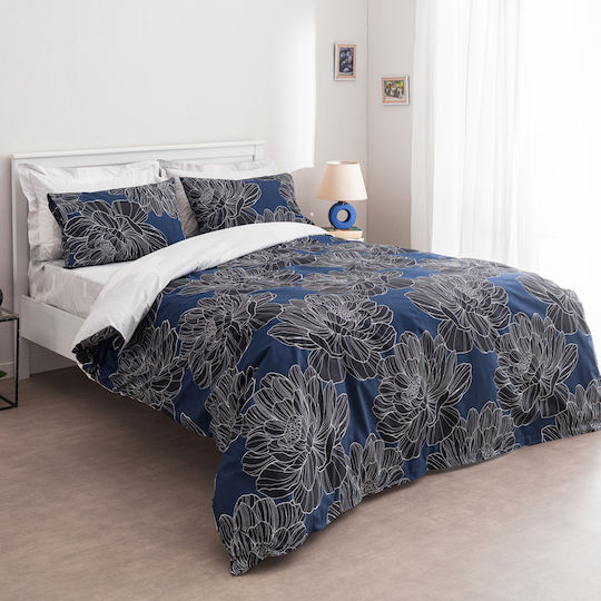 Charalambidis Textiles Далия Покривало Кингсайз от Памук & Полиестер Син 220x230см
