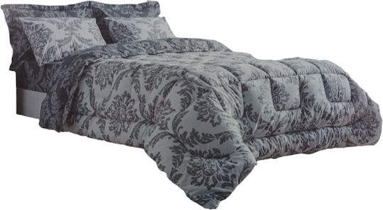 Charalambidis Textiles Rococo Покривало Единично от Памук & Полиестер Сив 160x230см