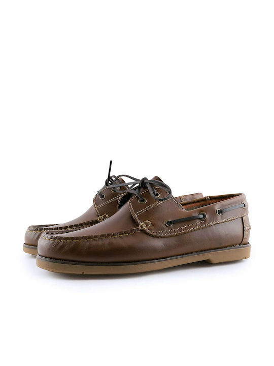Romeo Gigli 104 Men's Leather Boat Shoes Tabac Brown 2288-0753-000015
