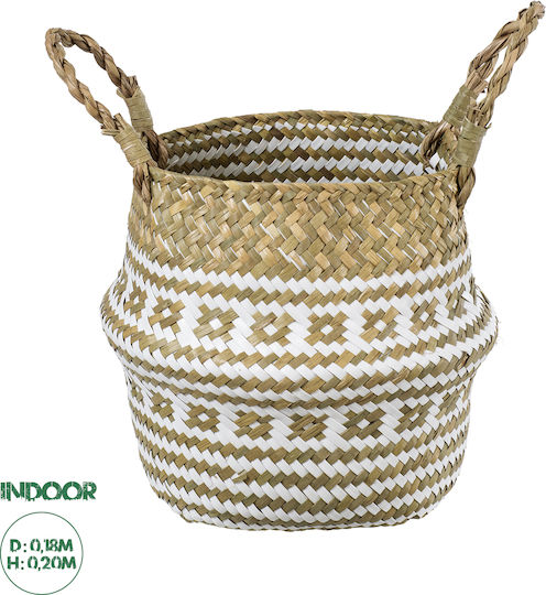 GloboStar Artificial Garden Symi Κασπώ Ψάθινο Μπεζ με Βάση 18x18x20εκ.