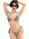 Bikini Set 3 Pieces Triangle & Brazil High Waist Animal Print Brown