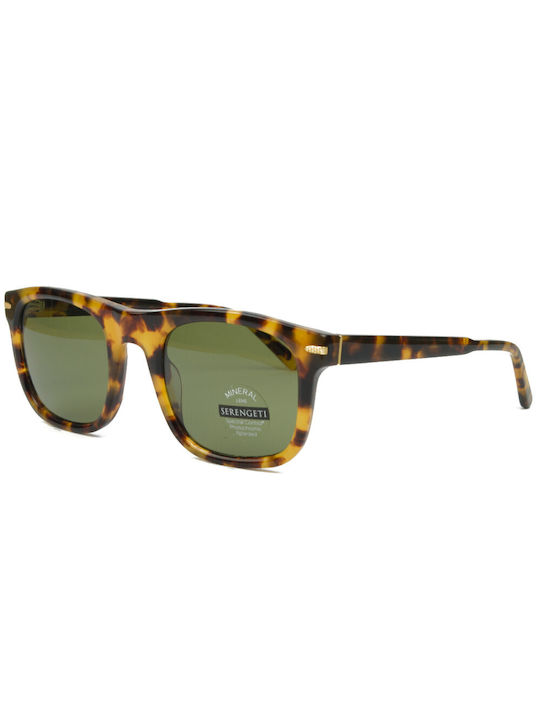 Serengeti Charlton Sunglasses with Brown Tartaruga Acetate Frame and Green Polarized Lenses 576005