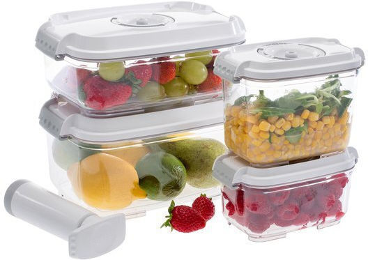 Status Set 5 Pieces General Use Food Jars with Airtight Lid Plastic Red 500ml