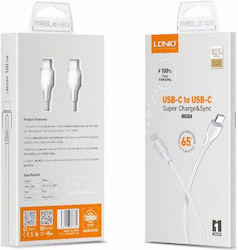 Ldnio USB 3.1 Cable USB-C male - USB-C male Λευκό 1m