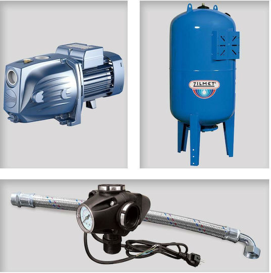 Pedrollo MONTAGE PKm 65 + Einphasig Wasserdruckpumpe mit Vertikal Behälter 60 Liter 0.75hp