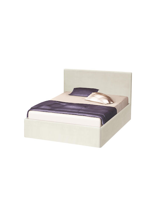 High Κρεβάτι Μονό Επενδυμένο με Ύφασμα ivory για Στρώμα 90x200cm