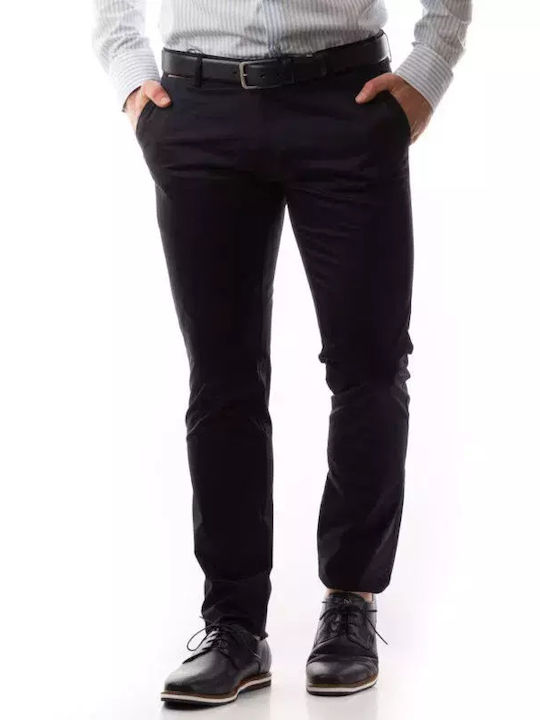 61-3450-6112 Παντελόνι Chino Ελαστικό σε Slim Εφαρμογή Navy Μπλε