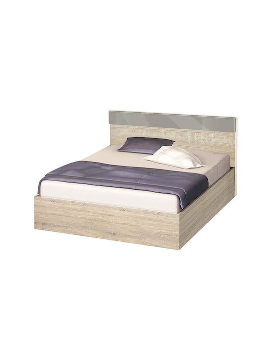 High Κρεβάτι Διπλό Ξύλινο Sonoma / Γκρι Γυαλιστερό για Στρώμα 140x200cm