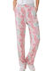 Women's Fabric Trousers with Elastic Wide Line Pink