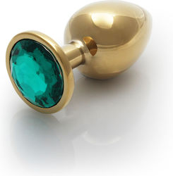 Shots Ouch Metal Butt Plug Large Πρωκτική Σφήνα Gold / Emerald Green OU804GLD