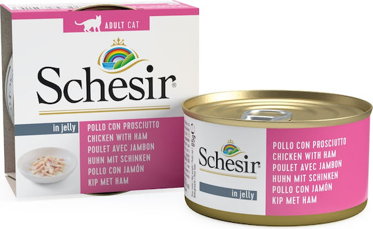Schesir Nature for Cat Hrană Umedă pentru Pisici Adulte în Conservă cu Ham și Pui 85gr