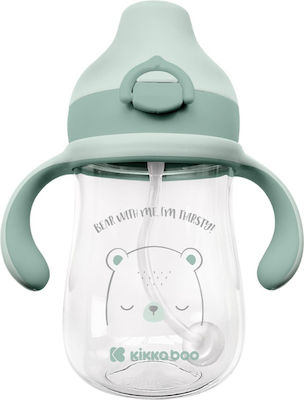 Kikka Boo Baby & Kleinkind Becher mit Griffen und Strohhalm Bear With Me Grün 1Stück 300ml für 6m+m+