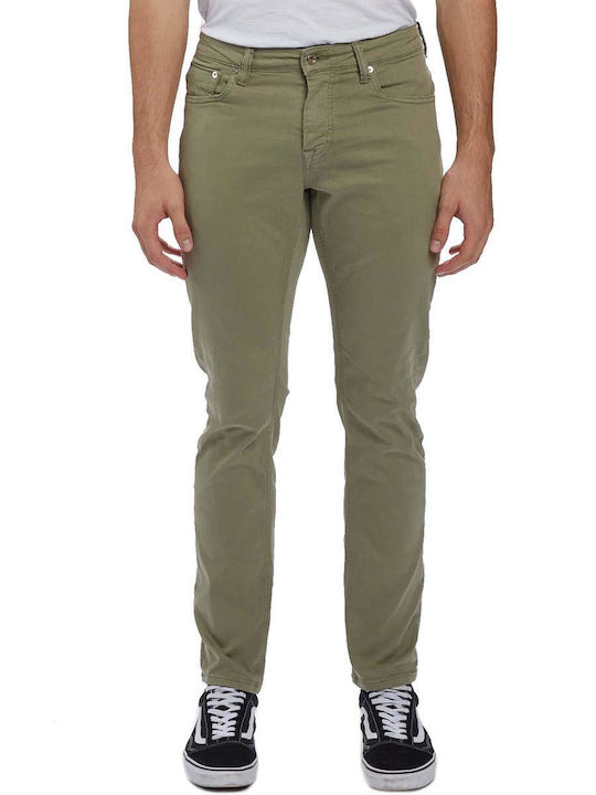 Jones K4636 Ανδρικό Παντελόνι Τζιν με Slim Straight Εφαρμογή Χακί