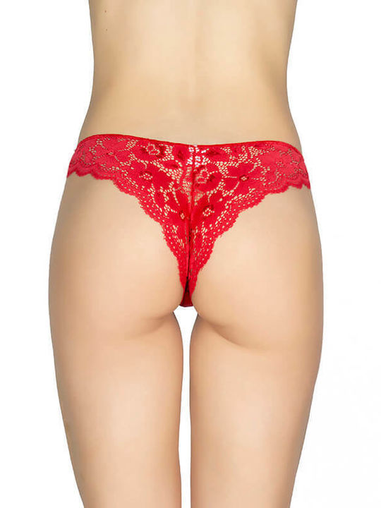 A.A UNDERWEAR Cotton Women's Brazil Seamless with Lace Red