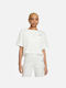 Nike Damen Sportlich Baumwolle Bluse Kurzärmelig Weiß