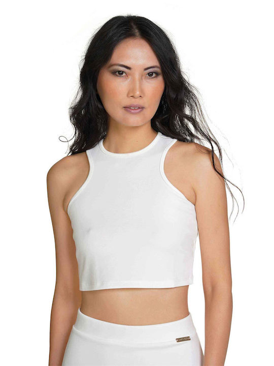 Kendall + Kylie Damen Sommer Crop Top Baumwolle Ärmellos Weiß