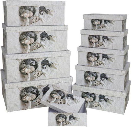 Papier Aufbewahrungsbox mit Deckel Beige 10Stück