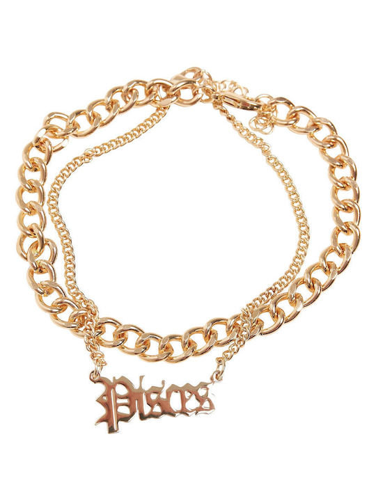 Urban Classics Bracelet Anklet Chain Pisces made of Steel Gold Plated