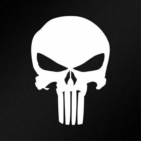 Stickers Punisher 12 x 8cm for Car Trunk in White Color 1pcs