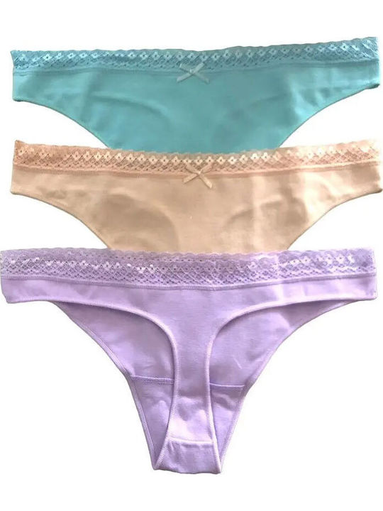 IDER Βαμβακερά Women's String 3Pack with Lace