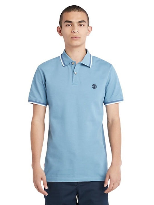 Timberland Tipped Pique Ανδρικό T-shirt Polo Γαλάζιο