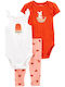 Carter's Baby Bodysuit Set Short-Sleeved with Pants Orange 3pcs
