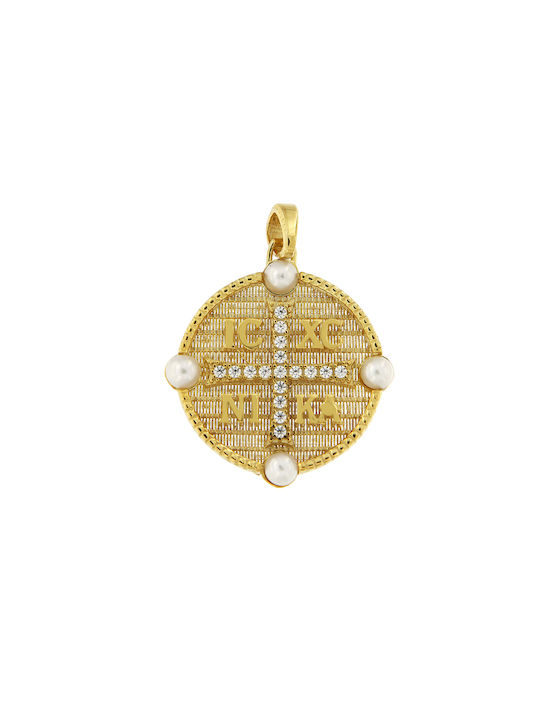 14K Gold Byzantine Double-Sided Necklace with Zircon P364VR