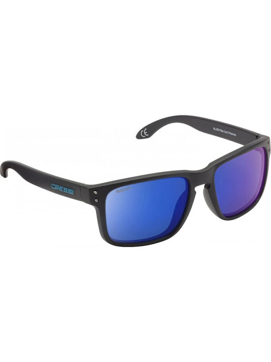 CressiSub Blaze Sonnenbrillen mit Schwarz Rahmen und Blau Polarisiert Spiegel Linse XDB100313