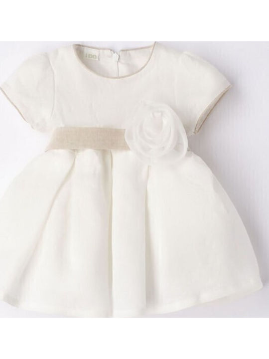 Girls Dress Short Sleeve Ecru