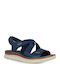 Leather Women's Flat Sandals Navy Blue