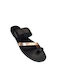 Women's leather sandal "HELLENIC CONSTRUCTION",slope design handmade Color black/copper