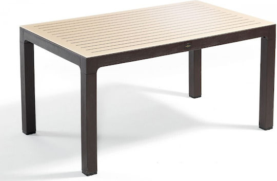 Masa pentru spații exterioare Rattan cu suprafață din sticlă Regnum Brown / Cappuccino 150x90x75buc