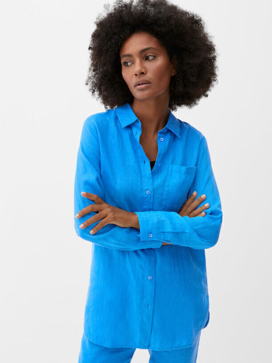 S.Oliver Women's Linen Long Sleeve Shirt Light Blue